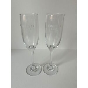 Empress 1908 Gin Champagne Flutes Set of 2 Clear With Logo Glass Barware Stemmed